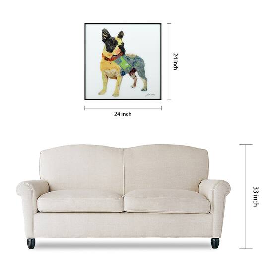 Empire Art Direct 24" x 24" Boston Terrier Reverse Printed Glass Encased Framed Wall Art